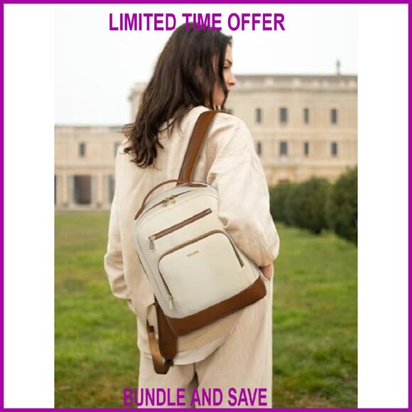 Leather Laptop Backpack 15 Inch Vintage Work Business Bag Teacher Nurse - Picture 3 of 7